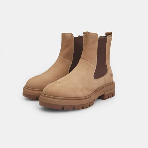 Botines de mujer de piel nubuk con suela track Weinbrenner, Taupe Botines de mujer de piel nubuk con suela track Weinbrenner, Taupe